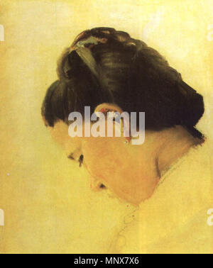 . Testa di ragazza, o/t, 28,8x24,1 cm, Dumbarton Gallery di Washington . 1879. 1113 Seurat Testa di ragazza Foto Stock