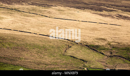Vista del West Pennine Moors che mostra la vacuità e tetro la bellezza della zona. Foto Stock