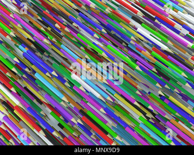 Diverse matite colorate riempie lo schermo, 3d Foto Stock