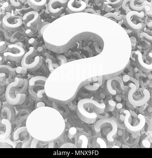 Punto interrogativo bianco simboli, 3d abstract, orizzontale Foto Stock