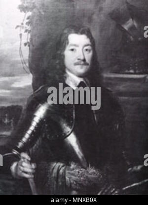 Inglese: Sir Charles Lucas, leader dei monarchici forze all'Assedio di Colchester. . Inglese: ritratto dipinto di Sir Charles Lucas (1613 - 28 agosto 1648), un soldato inglese che era un realista comandante in guerra civile inglese. . 1899. 1124 Sir Charles Lucas, leader dei monarchici forze all'Assedio di Colchester (1899, versione in bianco e nero) da John Lewis Reilly Foto Stock