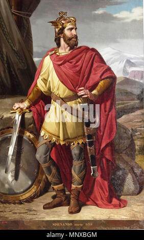 ) Sisenando, Rey de los Visigodos . Español: Retrato imaginario del rey visigodo) Sisenando († 636), que sucedió en el trono un Suintila y fue sucedido un su vez por el Rey Chintila. . 1856. 1126) Sisenando, Rey de los Visigodos (Museo del Prado) Foto Stock