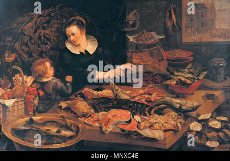 . Pescheria . circa 1616. Frans Snyders (1579-1657) nomi alternativi Frans Snijders, Franchoijs Snijders Descrizione pittore fiammingo e disegnatore Data di nascita e morte 11 novembre 1579 (battezzato) 19 agosto 1657 Luogo di nascita e morte Anversa Anversa periodo di lavoro tra circa 1593 e circa 1657 sede di lavoro Anversa (circa 1593-1607), Roma (circa 1608), Milano (circa 1608-1609), Anversa (1609-1657) Autorità di controllo : Q29231 VIAF: 2609908 ISNI: 0000 0001 2118 0758 ULAN: 500115396 LCCN: N91006941 WGA: SNYDERS Frans WorldCat 1129 Snyders-Fish shop Foto Stock