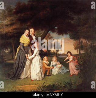 Artista e la sua famiglia . Inglese: "L'artista e la sua famiglia, dall' artista americano James Peale, olio su tela. La cortesia della Pennsylvania Accademia delle Belle Arti. . 1795. 1168 L'artista e la sua famiglia James Peale Foto Stock