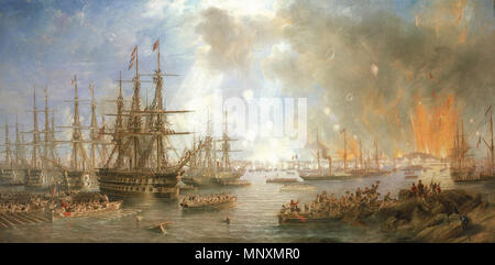 Inglese: il bombardamento di Sveaborg, 9 agosto 1855 Русский: Бомбардировка крепости Свеаборг 9 августа 1855 года 1855. 1169 Il bombardamento di Sveaborg, 9 Agosto 1855 da John Wilson Carmichael Foto Stock