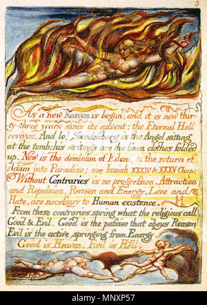 . Inglese: Il Matrimonio del Cielo e l'Inferno copia H 1790 Fitzwilliam Museum oggetto 3 . 1790. William Blake (1757-1827) nomi alternativi W. Blake; Uil'iam Bleik Descrizione British pittore, poeta, scrittore, teologo, collezionista e incisore, Data di nascita e morte 28 novembre 1757 12 agosto 1827 Luogo di nascita e morte Broadwick Street Charing Cross sede di lavoro London Authority control : Q41513 VIAF: 54144439 ISNI: 0000 0001 2096 135X ULAN: 500012489 LCCN: N78095331 NLA: 35019221 WorldCat 1177 Il Matrimonio del Cielo e l'Inferno copia H 1790 Fitzwilliam Museum oggetto 3 Foto Stock