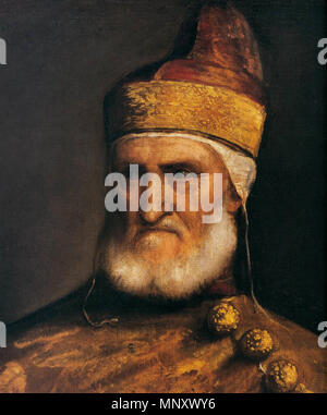 Ritratto del Doge Andrea Gritti (dettaglio) circa 1545. 1195 Tiziano - Ritratto del Doge Andrea Gritti (dettaglio) - WGA22957 Foto Stock