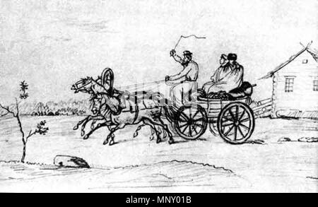 . Inglese: Troika lasciando un villaggio. Disegno a matita. Tra il 1832 e il 1834. Mikhail Lermontov (1814-1841) nomi alternativi Лермонтов Михаил Юрьевич Descrizione poeta russo, scrittore e pittore, artista, romanziere e drammaturgo, Data di nascita e morte 15 Ottobre 1814 27 Luglio 1841 Luogo di nascita e morte Mosca Pyatigorsk / Lavoro Пятигорск periodo 1828- posizione di lavoro autorità di Mosca controllo : Q46599 VIAF: 14772733 ISNI: 0000 0001 2276 8078 ULAN: 500344061 LCCN: N81032540 NLA: 36193371 WorldCat TroikaLermontov 1206 Foto Stock