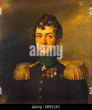 . Sergey Nikolaevich Ushakov 2-nd (1776 - 23.02.1814) generale russo . Workshop di George Dawe (1781-1829) nomi alternativi G. Daoe; D. Doj; Dawe; [Dawe] Descrizione inglese ritratto pittore Data di nascita e morte 8 Febbraio 1781 15 ottobre 1829 Luogo di nascita e morte di St James's, Westminster Kentish Town posizione di lavoro a San Pietroburgo (1818 - 1828) Autorità di controllo : Q1507231 VIAF: 22413721 ISNI: 0000 0000 6660 9928 ULAN: 500021368 LCCN: N83227323 WGA: Dawe, George WorldCat Winter Palace guerra Gallery 1216 Ushakov 2 Sergey Nikolaevich Foto Stock