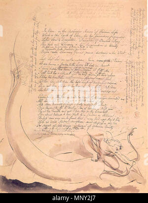 . Inglese: Vala, o Quattro Zoas pagina 4 . Il 25 marzo 2013, 23:29:13. William Blake (1757-1827) nomi alternativi W. Blake; Uil'iam Bleik Descrizione British pittore, poeta, scrittore, teologo, collezionista e incisore, Data di nascita e morte 28 novembre 1757 12 agosto 1827 Luogo di nascita e morte Broadwick Street Charing Cross sede di lavoro London Authority control : Q41513 VIAF: 54144439 ISNI: 0000 0001 2096 135X ULAN: 500012489 LCCN: N78095331 NLA: 35019221 WorldCat 1218 Vala, o Quattro Zoas Pagina 4 Foto Stock