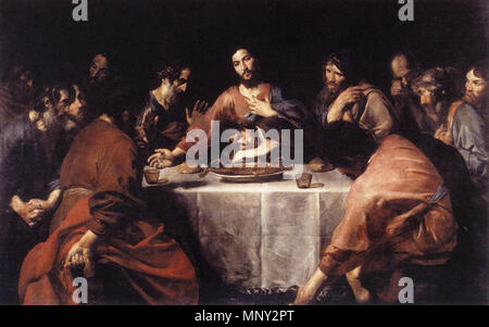 Http://www.wga.hu/art/v/valentin/lastsupp.jpg . L Ultima Cena . tra 1625 e 1626. Valentin de Boulogne (1591-1632) nomi alternativi Jean Valentin Le Valentin Descrizione pittore francese Data di nascita e morte 3 gennaio 1591 (battezzato) 20 agosto 1632 (sepolta) Luogo di nascita e morte Coulommiers Roma sede di lavoro Roma (1612-1632) Autorità di controllo : Q1337275 VIAF: 120746211 ISNI: 0000 0001 1580 793 X ULAN: 500021073 LCCN: N90018840 WGA: Valentin de Boulogne WorldCat 1218 Valentin de Boulogne, Ultima cena Foto Stock