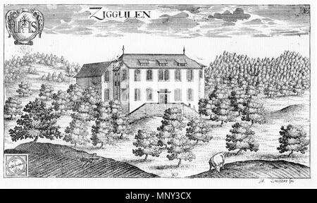 . Deutsch: Schloss Zigguln im Jahre 1680 in Klagenfurt / Kärnten / Österreich / Europäische Union. Abbildung aus J.W. Valvasor: topographia" Archiducatus Carinthiae antiquae et modernae completa. Inglese: Castello di Zigguln in Klagenfurt, capitale della Carinzia In Carinzia / Austria / Unione europea. 1680 D.C.. Johann von Weikhard Valvasor (1641-1693) nomi alternativi Johann Weichard von Valvasor, Janez Vajkard Valvasor Descrizione Carniolan storico, scrittore e scienziato Data di nascita e morte possono 1641 19 Settembre 1693 Luogo di nascita e morte Ljubljana Krško sede di lavoro Nuremb Foto Stock