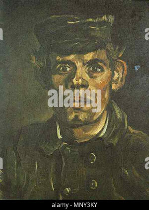 Deutsch: Kopf eines jungen Bauern Marzo 1885. 1222 Vincent van Gogh capo di un giovane contadino in un berretto Foto Stock