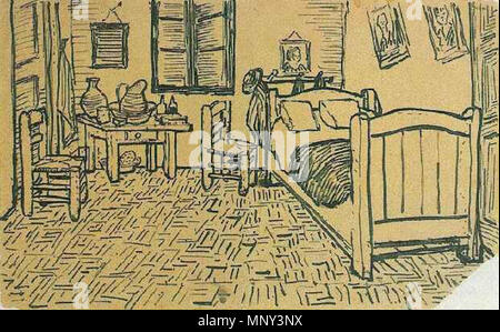 Inglese: Vincent la camera da letto di Arles Ottobre, 1888. 1223 Vincent van Gogh - Vincent la camera da letto in Arles - Lettera schizzo Ottobre 1888 Foto Stock