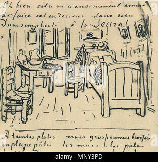 Inglese: Vincent camera da letto del 17 ottobre 1888. 1223 Vincent van Gogh - Vincent la camera da letto - Lettersketch 17 Ottobre 1888 Foto Stock