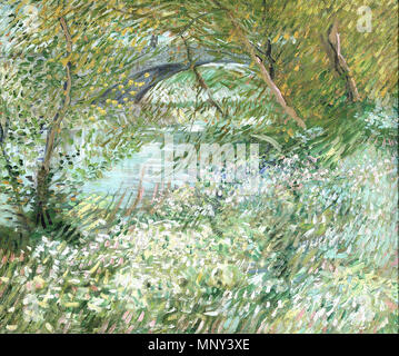 Banca di fiume in primavera / Rive della Senna con il Pont de Clichy in primavera Parigi, giugno 1887. 1224 Vincent van Gogh - Rive della Senna con il Pont de Clichy in primavera (1887) Foto Stock