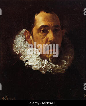 . Español: Velázquez: Retrato de hombre con gola (supuesto retrato de Francisco Pacheco, suegro del Pintor). Madrid, Prado . 1620. Diego Velázquez (1599-1660) nomi alternativi Velázquez; Diego Rodríguez de Silva y Velázquez; Diego Rodriguez de Silva y Velázquez; Diego Rodríguez de Silva Velázquez; Diego de Silva Velàzquez; Diego De Velázquez y Silva e Diego Rodríguez de Silva y Velasquier; Diego Velasques; Diego Rodríguez de Silva y Velasquiz; Diego Velásquez; Diego Valesquez; Diego Velasquex; Diego Velázquez y Silva e Diego de Silva Velázquez; Diego de Silva Velázquez; Diego Villasco; Foto Stock