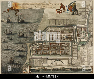 . Nederlands: Waere affbeeldinge Wegens het Casteel ende Stadt BATAVIA gelegen opt groot Eylant JAVA Anno 1681 Inglese: Mappa del castello e la città di Batavia, sull'isola di Java (ora di Jakarta, Indonesia) . 1681. Jan Janssonius (1588-1664) nomi alternativi Jan Jansson, Jan Jansz, Jan Janszoon, Joannes Janssonius Descrizione olandese cartografo, publisher e printseller Data di nascita e morte 1588 11 Luglio 1664 Luogo di nascita e morte di Arnhem lavoro Amsterdam periodo dal 1616 fino al 1664 la posizione di lavoro competente di Amsterdam control : Q949492 VIAF: 34144648241061510121 ISNI: 0000 0001 2 Foto Stock