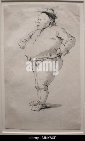 Italiano: Caricatura di uomo. Deutsch: Karikatur eines Menschen. circa 1754-62. 924 GNV, disegni di Giambattista Tiepolo, caricatura di uomo, 1754-62 Foto Stock
