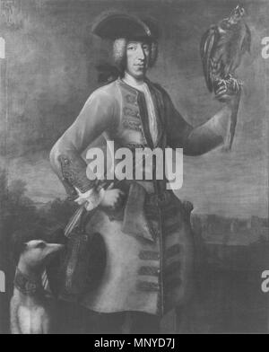 Tedesco: Bildnis des Kurfürsten Karl Albrecht von Bayern (Kaiser Karl VII.) (1697-1745) elettore Carlo Alberto di Baviera come Falconer del XVIII secolo. 1270 Inverno - elettore Carlo Alberto di Baviera come Falconer, Monaco di Baviera Foto Stock