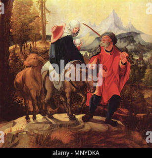 Il resto del volo in Egitto Deutsch: Marienaltar, Szene: Die Flucht nach Ägypten tra circa 1525 e circa 1530. 1272 Wolf Huber 003 Foto Stock