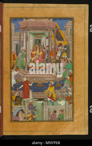 Babur essendo intrattenuti in Ghazni da Mirza Jahangir . Inglese: questa custodia folio da Walters manoscritto W.596 raffigura Babur essendo intrattenuti in Ghazni da Mirza Jahangir. . Il XVI secolo D.C. (Mughal Timurid;). Babur (1483-1530) nomi alternativi Zahir-ud-din Muhammad Babur, Baber, Babar, فارسی: Descrizione بابر Uzbekistani imperatore imperatore Mughal Data di nascita e morte 14 Febbraio 1483 26 dicembre 1530 Luogo di nascita e morte di Andijan Autorità di Agra controllo : Q797848 VIAF: 97090468 ISNI: 0000 0001 0845 1285 ULAN: 500212753 LCCN: N50053659 GND: 118841807 WorldCat 1280 Zahir al-Din Muhammad B Foto Stock