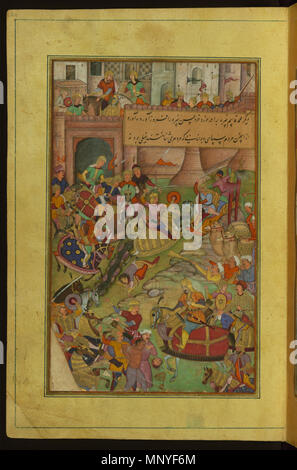 Caduta di Samarcanda . Inglese: questa custodia folio da Walters manoscritto W.596 rappresenta la caduta di Samarcanda. . Il XVI secolo D.C. (Mughal Timurid;). Babur (1483-1530) nomi alternativi Zahir-ud-din Muhammad Babur, Baber, Babar, فارسی: Descrizione بابر Uzbekistani imperatore imperatore Mughal Data di nascita e morte 14 Febbraio 1483 26 dicembre 1530 Luogo di nascita e morte di Andijan Autorità di Agra controllo : Q797848 VIAF: 97090468 ISNI: 0000 0001 0845 1285 ULAN: 500212753 LCCN: N50053659 GND: 118841807 WorldCat 1280 Zahir al-Din Muhammad Babur - caduta di Samarcanda - Walters W59624A - Pagina completa Foto Stock