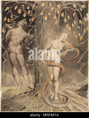 . Illustrazione ad acquerello a Milton il paradiso perduto da William Blake . 1808. Arte da William Blake 960 ParadiseLButts9 Foto Stock