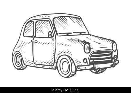 Auto d'epoca, vettore Bozzetto disegnato a mano illustrazione di incisione Illustrazione Vettoriale