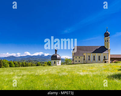 Chiesa del pellegrinaggio di San Marinus e Anian in Wilparting, Comunità Irschenberg, Alta Baviera, Baviera, Germania, Europa Foto Stock