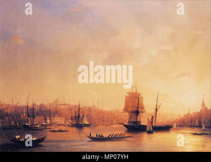 . Inglese: materiale e dimensioni: Olio su tela, 56 x 81,3 cm . 1845. 678 Ivan Constantinovich Aivazovsky - Tramonto sul Golden Horn Foto Stock
