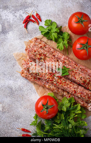 Carni macinate spiedini di kebab di Lula Foto Stock