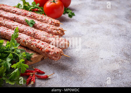 Carni macinate spiedini di kebab di Lula Foto Stock
