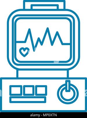 Esame ECG icona lineare concetto. Esame ECG vettore di linea di segno, simbolo, figura. Illustrazione Vettoriale