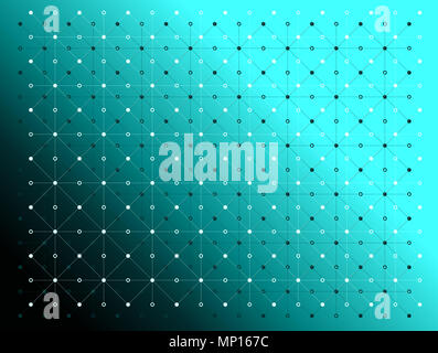 Punti e linee (i colori nero e bianco) texture pattern su gradiente di sfondo verde. Foto Stock