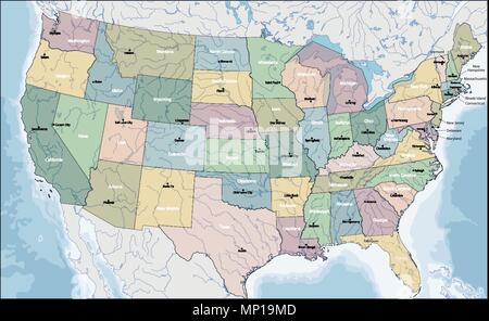 Mappa di Stati Uniti d'America Illustrazione Vettoriale