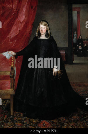 Spagnolo: La emperatriz Margarita de Austria Imperatrice Doña Margarita de Austria in abito di lutto . Inglese: Il sitter è Margherita di Spagna, prima moglie di Leopoldo I, Imperatore del Sacro Romano Impero, indossando abiti di lutto per suo padre, Filippo IV di Spagna, con i bambini e gli operatori in abito di lutto. . 1666. 855 Margarita Teresa di Spagna Mourningdress Foto Stock