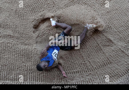 Jonathan Ilori nel salto triplo durante la Loughborough Meeting Internazionale di Atletica Leggera a Paula Radcliffe Stadium, Loughborough. Stampa foto di associazione. Picture Data: domenica 20 maggio, 2018. Vedere PA storia atletica Loughborough. Foto di credito dovrebbe leggere: David Davies/filo PA. Foto Stock