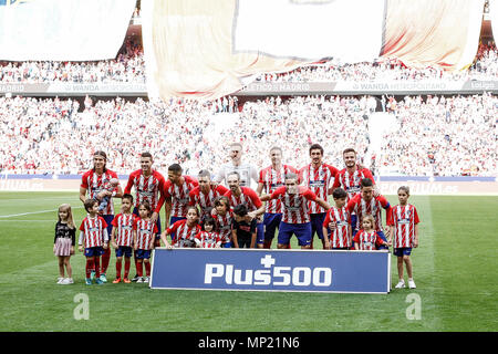 Wanda Metropolitano, Madrid, Spagna. Il 20 maggio 2018. La Liga calcio, Atletico Madrid versus Eibar; Atletico Gruppo Line-up Credit: Azione Plus sport/Alamy Live News Foto Stock