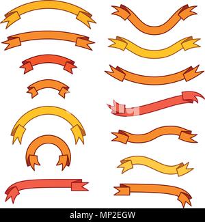 Insieme di diversi nastri, arancione, rosso, giallo nastri, banner raccolta, illustrazione vettoriale Illustrazione Vettoriale