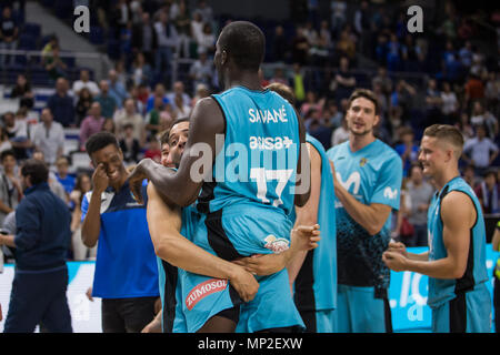 Madrid, Spagna. Il 20 maggio 2018. Sitapha Savané durante Movistar Estudiantes vittoria su Herbalife Gran Canaria (88 - 75) nella Liga Endesa stagione regolare gioco (giorno 33) ha celebrato a Madrid al Centro Wizink. 20 maggio 2018. Credito: Juan Carlos García Mate/Pacific Press/Alamy Live News Foto Stock