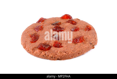 Biscotti al cioccolato con mirtillo rosso su bianco Foto Stock
