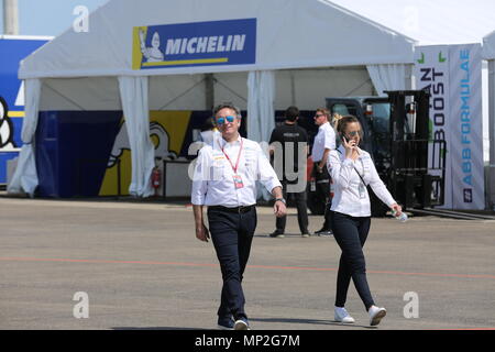 Berlino, Germania. 19 Maggio, 2018. Formula e in Berlino-tempelhof: la mostra fotografica di Alejandro Agag. Credito: Simone Kuhlmey/Pacific Press/Alamy Live News Foto Stock