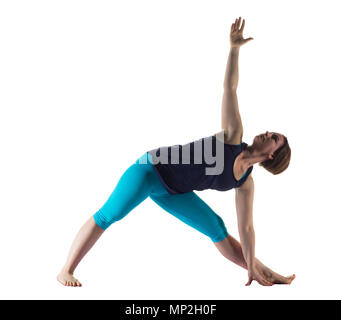 Donna fare esercizi yoga Foto Stock