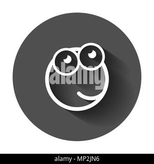 Cartoon face icona in stile appartamento. Smiley face illustrazione con lunga ombra. Fumetto emozione smiley concetto di business. Illustrazione Vettoriale