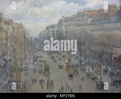 Français : Boulevard Montmartre, soleil après-midi inglese: Boulevard Montmartre, pomeriggio soleggiato עברית: שדרת מונמרט, אחר צהריים שמשי 1897. 1007 Boulevard Montmartre Camille Pissarro IMG 7253 Foto Stock