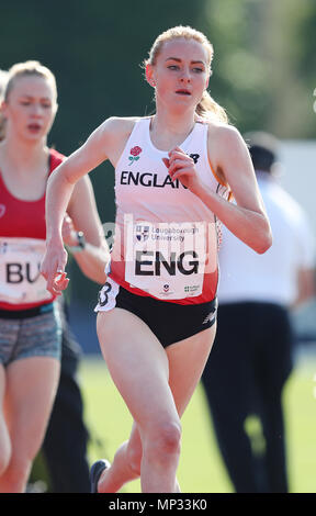 Aimee Pratt nel 1500m durante la Loughborough Meeting Internazionale di Atletica Leggera a Paula Radcliffe Stadium, Loughborough. Stampa foto di associazione. Picture Data: domenica 20 maggio, 2018. Vedere PA storia atletica Loughborough. Foto di credito dovrebbe leggere: David Davies/filo PA. Foto Stock