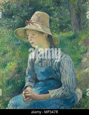 Camille Pissarro (francese, 1830 - 1903 ), Contadina con un cappello di paglia, 1881, olio su tela, Ailsa Mellon Bruce Collezione contadina con un cappello di paglia 1881. 1007 Pissaro - Jeune paysanne au chapeau de paille 1881 Foto Stock