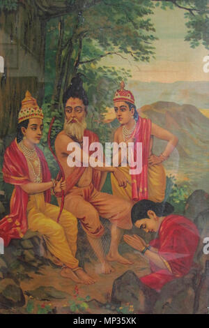 . Inglese: Partita n.:42091 size:16X20 anno:Non menzionati Medium:Oleograph originale . non menzionati. Raja Ravi Varma (1848-1906) nomi alternativi Iravivarmā; Ravi Varma descrizione - pittore e artista pittore indiano che ha ottenuto il riconoscimento per la sua rappresentazione di scene della poesia epica dell'indiana Mahabharata e Ramayana. Data di nascita e morte 29 Aprile 1848 2 ottobre 1906 Luogo di nascita e morte Kilimanoor Attingal sede di lavoro India competente controllo : Q333453 VIAF: 20487458 ISNI: 0000 0001 1873 7068 ULAN: 500122641 LCCN: N89146283 NLA: 35097288 WorldCat 1041 Ram &AMP; Laxman Foto Stock