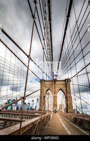 Il Ponte di Brooklyn a New York City, Stati Uniti d'America. Foto Stock